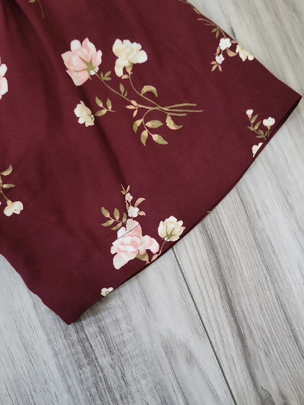 Floral Peasant Blouse - Burgundy - Picture 5 of 5